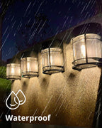DOESLAG Solar Fence Lights Outdoor, 8 Pack Waterproof Solar Lights Outdoor, Outdoor Solar Light Fence Light for Garden Fence Post Step Stair Backyard