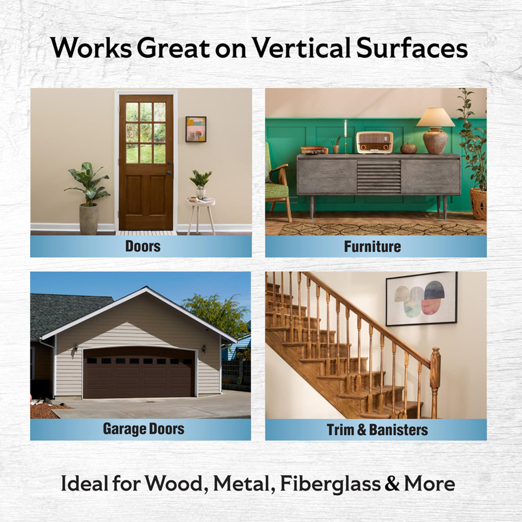 Varathane Total Control Gel Stain | Low Odor Water-Based Formula | Thick Gel Formula for Vertical Surfaces | Ideal for Wood, Metal & Fiberglass | Quart | Black