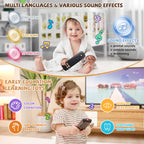 Baby TV Remote Toy - Realistic Play Remote toy with Lights and Sounds, 3 Languages (English, Spanish & French), Learning Musical Toys, Preschool Infant Boys Girls Toys Gift for 1 2 Year Old, Black