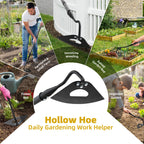 HANGMAICOME Garden Hoe Weeder Removal - Heavy Duty Weed Hoes for Gardening,55" Stand Up Long Handle, Sharp Hollow Blade,Push Pull Hand Weeding Tool for Garden Bed, Yard,Lawn Landscaping