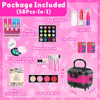 Hollyhi 58 Pcs Kids Makeup Toys Kit for Girls, Real Washable Make Up Set