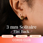 Cords Club Solitaire Flat Back Stud-Hypoallergenic Titanium Women's Earring