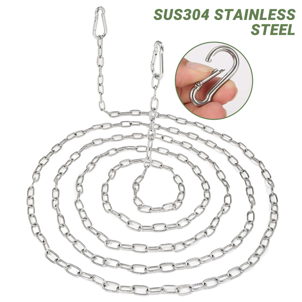 10 Feet SUS304 Stainless Steel Chain with 2PCS Detachable Chain Link, Hanging Chain Link Light Duty Chain, Heavy Duty Hanging Chain for Home Outdoor Camping, Thickness 0.08 inches