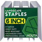 houya 500 PCS Landscape Staples 6 Inch Galvanized Garden Stakes Garden Staples Pins Anti-Rust Ground Stakes for Weed Barrier, Irrigation Hose, Yard Lawn SOD, Landscape Fabric, Decor 6"L x1.2"W 500pcs
