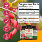 1200mg Berberine Herbal Health Capsules Support Heart and Cardiovascular Health, Help Maintain Healthy Cholesterol, Triglyceride, Blood Sugar Levels, Supports Digestion, Boosts Metabolism, 60 Capsules