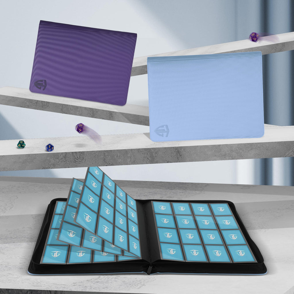 TCGUARD 16 Pockets Trading Card Zipper Binder for 1000+ Cards| Secure Side Loading Pockets | Trading Card Album Folder | Compatible with YuGiOh, MTG,Sports Cards (Blue 16)