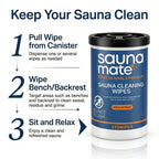 SaunaMate Sauna Cleaning Wipes, 220 Count, Unscented Disposable Sauna Wipes, Cleans Sweat, Oil & Grime Between Uses, For Sauna Benches & Backrests, Home, Gym & Commercial Use