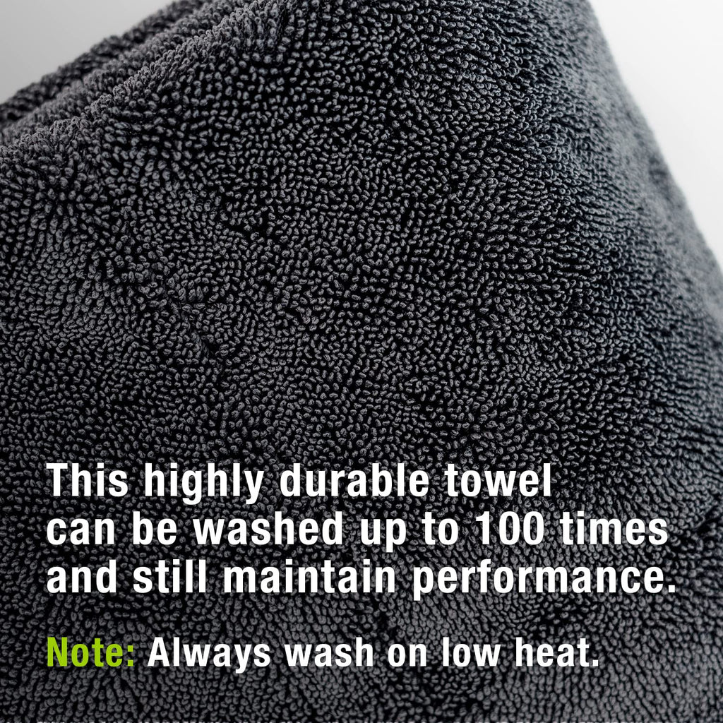 ExoForma Mega Car Drying Towel - Holds Up to 9 lbs, No Streaks, Scratches, or Water Spots | 1200 GSM Microfiber Double Twist Pile & Edgeless Design, 1 Quick & Effortless Dry - 24” x 36”
