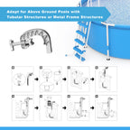 MUWOOB Above Ground Pool Skimmer with 5 Skimmer Socks, Wall Mount Surface Skimmer with Hose & Basket, Compatible with Intex Pools, Adjustable Floating Filter, Automatically Removes Leaves & Debris