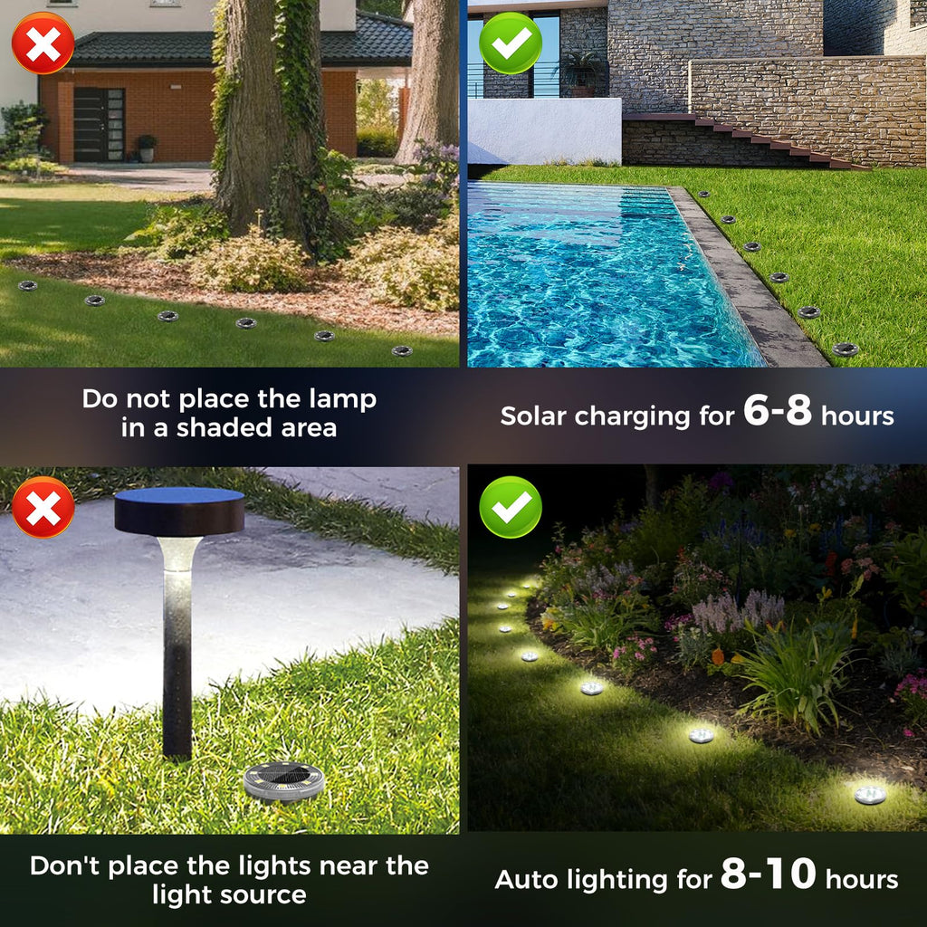 Peasur Mini Solar Ground Lights, 12 Pack Flat Solar Disc Lights Outdoor Waterproof, 2.3 Inch Small Solar Garden Lights Landscape Lighting for Outside Pathway Garden Yard Lawn Walkway,Cool White