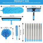 iHUFeather High Reach Duster Kit with14 ft Extension Pole High Ceiling Dusting and Window Cleaning Kit with Spliceable Pole - Cobweb Duster, Fan Blade, Window Washer & Squeegee and Feather Dusters