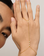 PAVOI CZ Dainty Hand Chain, 14K Gold Plated, Yellow Gold