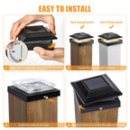 4x4 Solar Post Cap Lights 4-Pack, Dual Color LED Lights for Wood/Vinyl Post