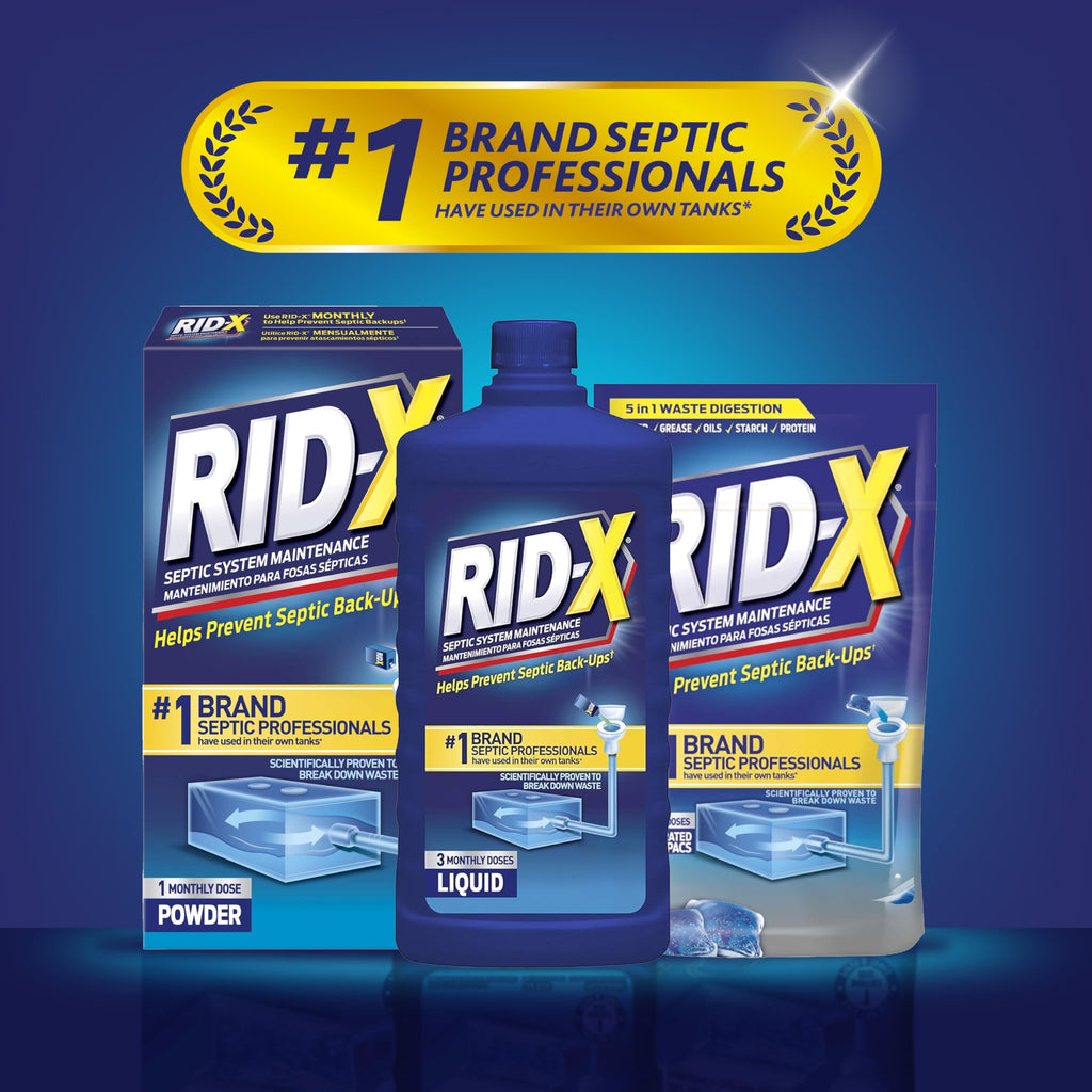 RID-X Professional Septic Treatment, Septic Tank Treatment, 12 Month Supply Of Powder (6 Packs x 2 Month Supply), 117.6 oz