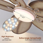 PHORUS 62" Large Waterproof Outdoor Palm Leaf Ceiling Fans with Lights and Remote,Wet Rated Tropical Ceiling Fans Light for Patios Porch Gazebo Pergola,6 Speeds Reversible