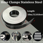 Hose Clamps Stainless Steel, Large Worm Gear Duct Pipe Hose Clamp Assortment Kit, Band Fittings Strap, 32.81FT Adjustable Metal Bolt with 20 Stronger Fasteners Screw for Plumbing Auto Tube Fuel Line