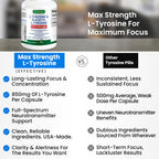 Max Strength L Tyrosine Supplement & N Acetyl L Tyrosine Peak Focus, Alertness, Concentration, Body & Mind Energy. L-Tyrosine 850mg Per 1 Capsule. A Well-Being Nutrient Boost For Performance