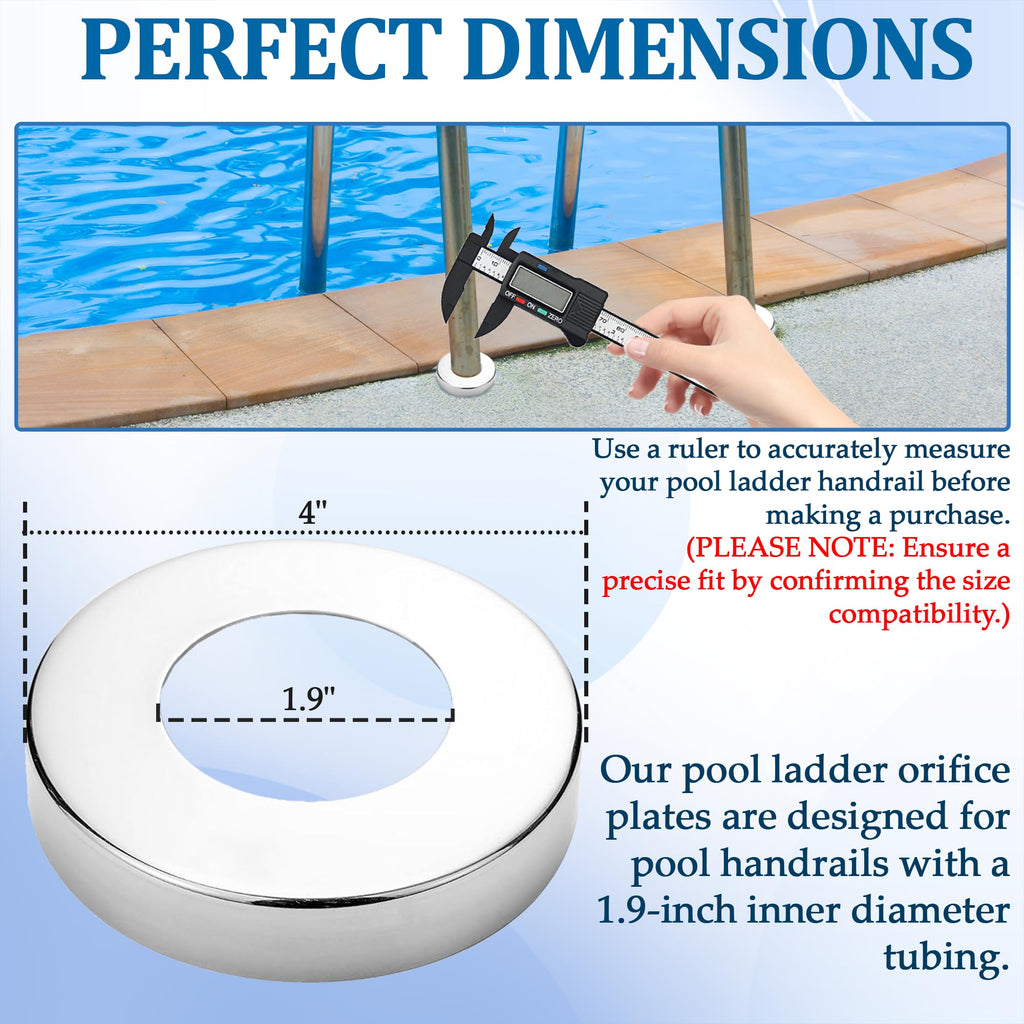 TonGass (6-Pack) Stainless Steel Pool Ladder Escutcheon Plates Fits 1.9" Inner Diameter Tubing Compatible with Inground Above Ground Pool Handrail Ladders Covers Rings