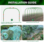 Garden Mesh Netting Kit, 10x30FT Green Ultra Fine Netting with 6 Sets Wide Garden Hoops & 18 Clips, Raised Garden Bed Netting with Frame, Row Cover, Plant Barrier for Vegetables Fruits
