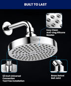 GURIN Shower Head - Powerful High Pressure Rain Shower Head 6 Inch - Luxury Rainfall Showerhead with Adjustable Angles, 90 Anti-Clog Nozzles, Tool-Free 1-Min Install, Premium Polished Chrome Finish