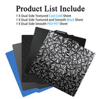 HzdaDeve 3PK P1S Build Plate for Bambu Lab P2S/X2D/P1S/P1P/A1/X1C/X1E Dual-Textured Cold Cool PEI Double Smooth PEO PET Plate Black Sheet Board 257.5x257.5MM Heated Bed Spring Steel Flexible Platform