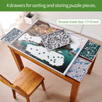 2000 Piece Non-Wood Jigsaw Puzzle Board with Drawers and Felt Fabric Cover Mat, Portable Puzzle Table for Adults, Puzzle Tray, Super Large Size: 40×30 Inch Work Surface, Lightweight Design