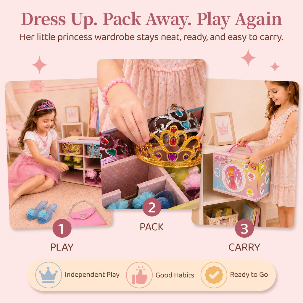 Meland Princess Dress Up Set for Girl Age 3-6 with Her First Heels & Skirts