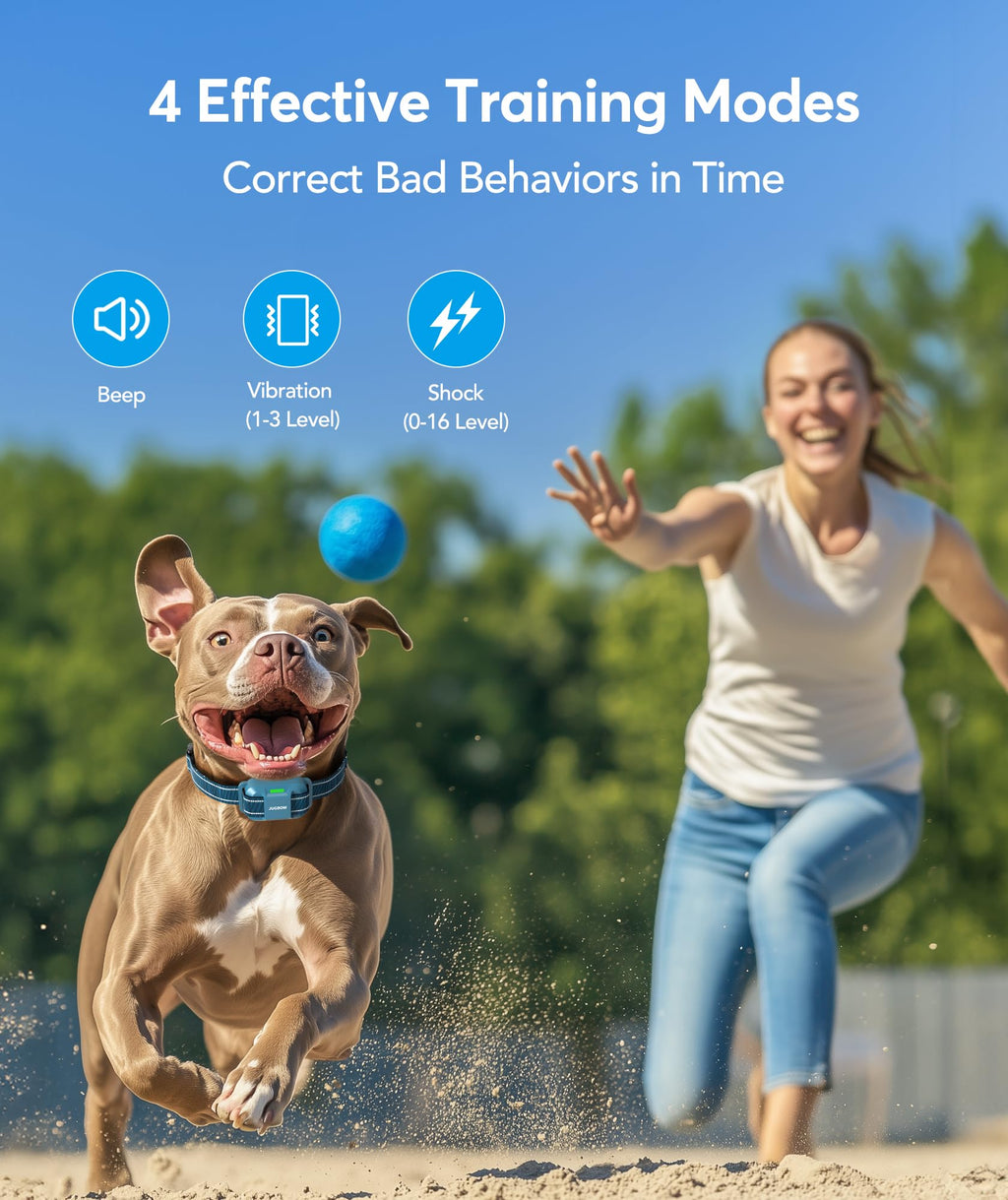 Jugbow Dog Shock Collar - 4200FT Dog Training Collars with Remote, IPX8 Waterproof E-Collar with 4 Training Modes, Security Lock, Rechargeable ShockCollar for Dogs 5-120lbs
