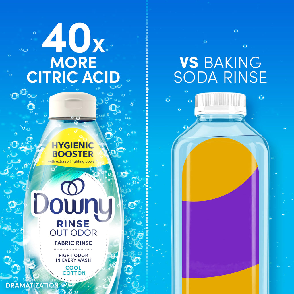 Downy Rinse Laundry Odor Remover, Cool Cotton Scent, 48 fl oz, Fabric Softener And Laundry Odor Removal Rinse, Fights Odors At The Source, HE Compatible