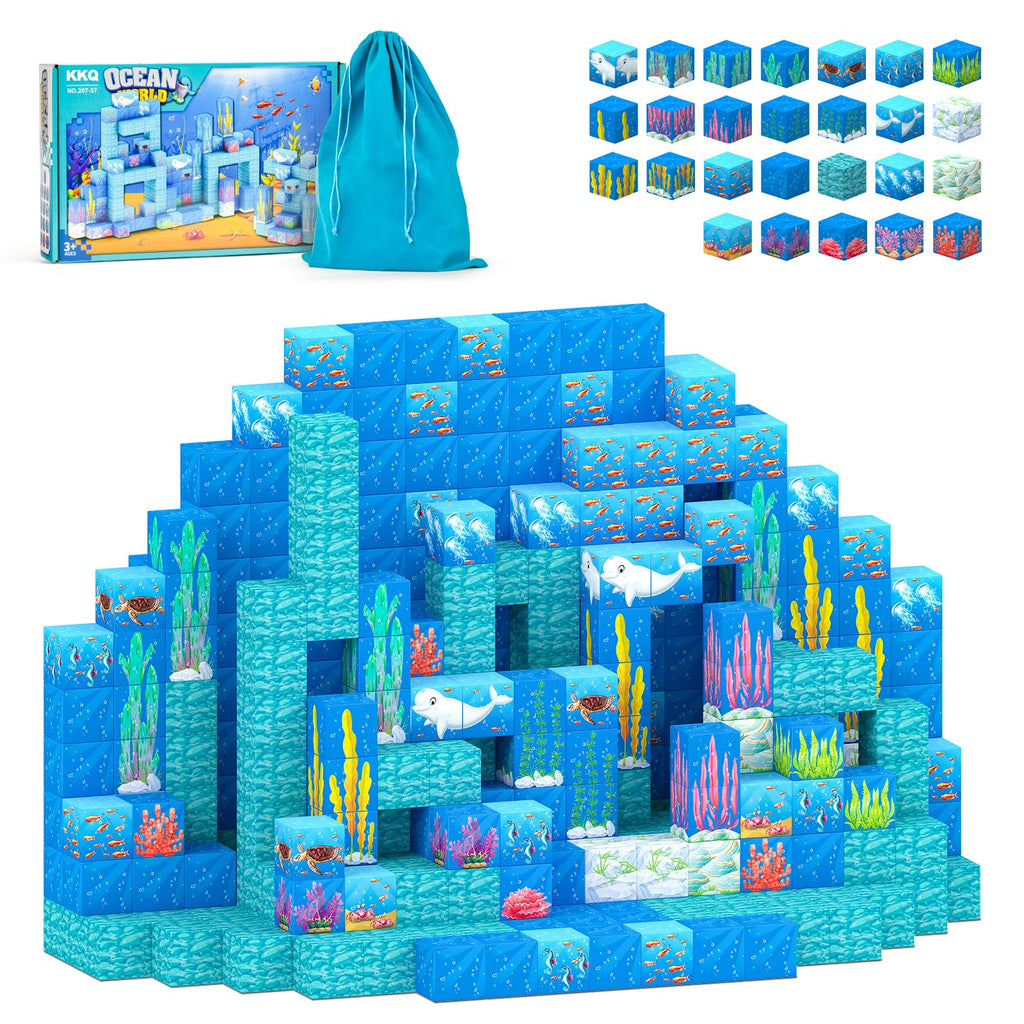 KKQ Magnetic Blocks - 150PCS Magnetic Building Blocks for Toddlers,STEM Sensory Toy for 3 4 5 6 7 8-13 Year Old Boys Girls,Kids Birthday Gifts