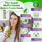 Super Greens Gummies, Greens Superfood Powder Alternative w/Spirulina, Chlorella, Prebiotic Fiber, Probiotic, Fruit Veggie, Daily Greens Vegetable for Digestive & Gut Health, Immunity, Focus, 60 Cts