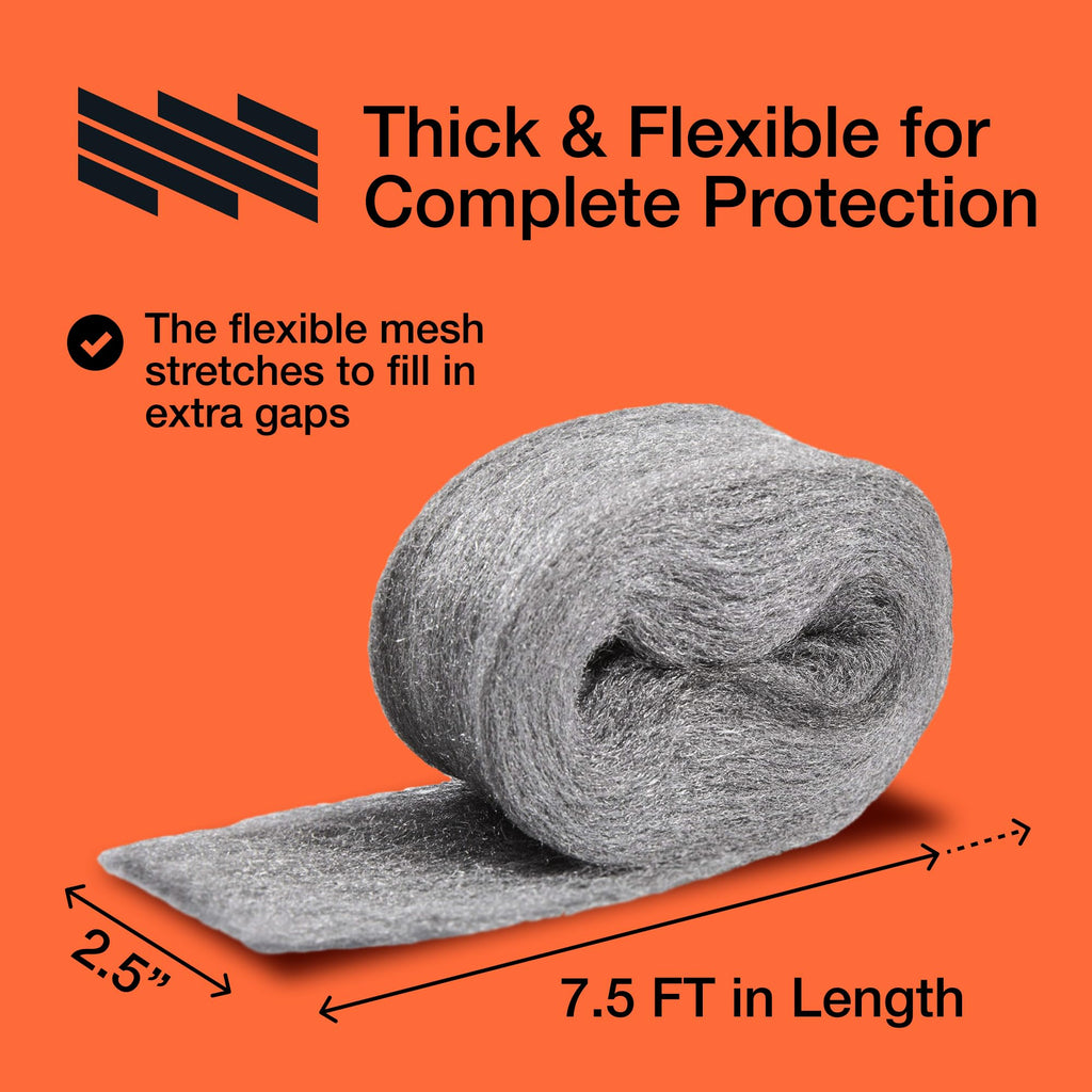 MaPorch Steel Wool Mice Control Kit - 15ft - Mouse Hole Filler - Grade 4 Coarse Steel Wool for Mice, Rat and Rodent Control (2 Rolls)