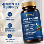 Druvara Natural Sleep Aid for Adults with Melatonin, GABA, L-Theanine & Ashwagandha, Natural Sleep Supplement for Deep, Restful Sleep - 60 Capsules