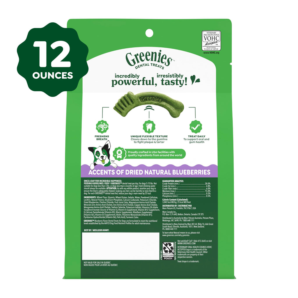 Greenies Teenie Natural Dental Dog Treats, Blueberry Flavor, 43 Count
