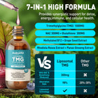HOLLEGEND Liposomal TMG Supplements Liquid Drops, 1000mg Trimethylglycine as Betaine Anhydrous for Methylation, Antioxidant & Brain & Liver Health, High Absorption, Non-GMO, Vegan, Blueberry, 2 FL Oz