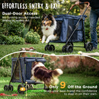 CANINE CANYON Scout Pet Stroller, Heavy Duty Dog Stroller for Large/Medium Dogs, Foldable Pet Stroller for 2 Small Dogs with All-Terrain Wheels, Storage Pocket & Cup Holder, 55 lbs Capacity, Navy Blue