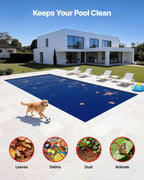 VEVOR Solar Pool Cover, 32 x 16 ft Pool Bubble Cover, 16 Mil Pools Solar Blanket with Dual Heat-Locking Air Layer for Pools, Daytime Heat Absorption, Nighttime Heat Retention, Blue & Silver, Cuttable