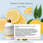 RAW SUGAR Simply Hand Wash, 16.9 Fl Oz (Pack of 3) Lemon Sugar Liquid Hand Soap for Kitchen or Bathroom, Cleanses & Refreshes Hands, Formulated without Sulfates & Parabens