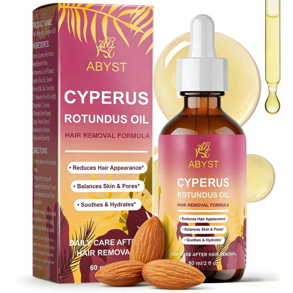 Pure Cyperus Rotundus Oil for Hair Removal Care, 2 fl oz - Natural Hair Growth Inhibitor to Slow Regrowth for Face & Body, Soothes Skin After Shaving & Waxing, Leaves Skin Smooth (1 Pcs)