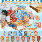 75 Pcs Adhesive Eye Patches for Kids Boys, 15 Cute Styles, 3 x 2 Inch Latex Free Breathable Cotton Adhesive Eye Patch for Amblyopia Lazy Eye, Light Blocking Disposable Eye Pad for Toddler Boys