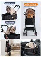 MILA&LOUIS Dog Stroller Pet Stroller for Medium Dogs Durable PU 4-Wheel Dog Strollers for Small Dogs Lightweight Foldable Dog and Cat Stroller Dog Stroller for Dog 55 Lbs with Cup Holder
