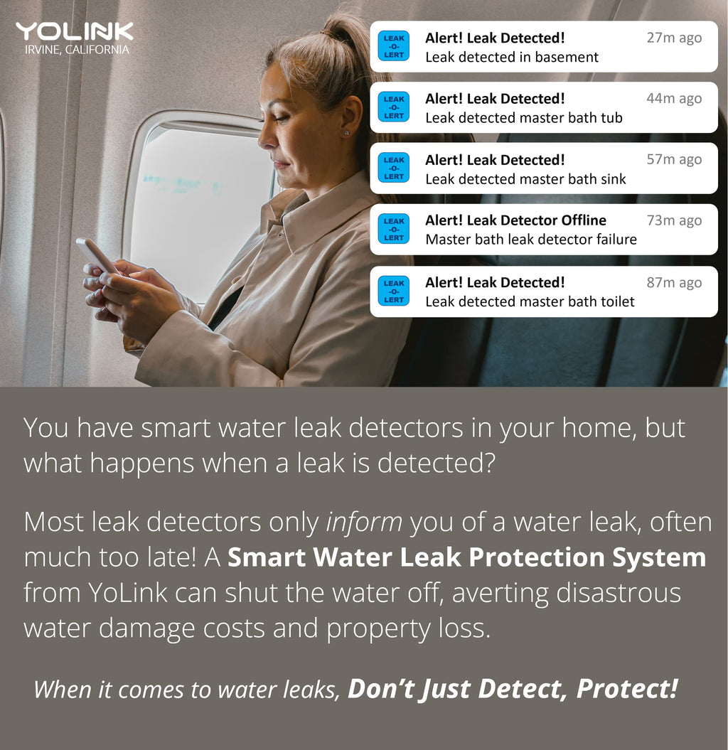 YoLink Smart Home Starter Kit: Hub & Water Leak Sensor 1, LoRa Up to 1/4 Mile Open-Air Range, SMS/Text, Email & Push Notifications, w/Alexa, IFTTT, Home Assistant