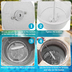 Saillong 2 Set 8" Pool Skimmer Basket for Inground Pool with 2 Skimmer Baskets Handle and 1 Stainless Steel Hook, White Universal Pools Filter Basket Skimmers for Debris Removal, Keep Hands Clean