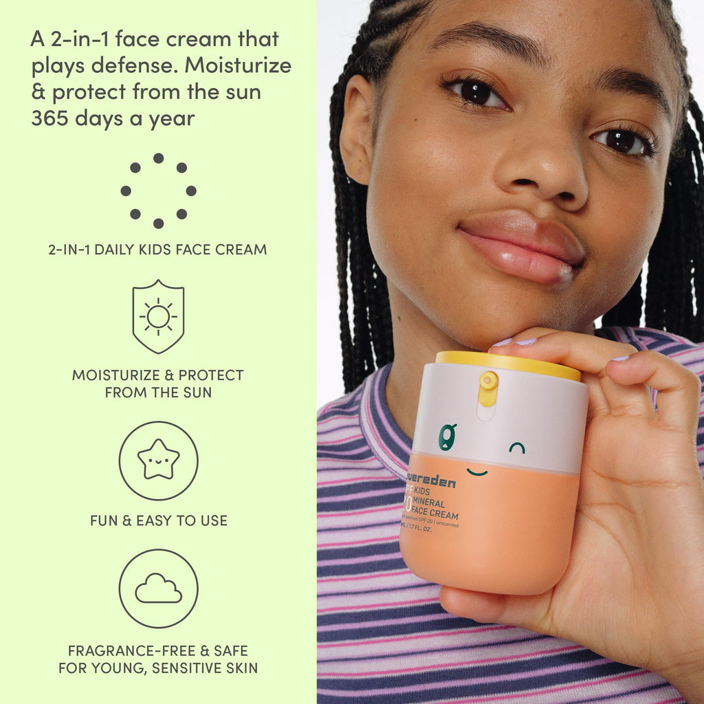 Evereden Kids Face Cream, 1.7 oz. | Fragrance-Free and Kids Face Lotion with SPF 20 | Clean and Non-Toxic Face Moisturizer | Multi-Vitamin Skin Care | FSA Eligible