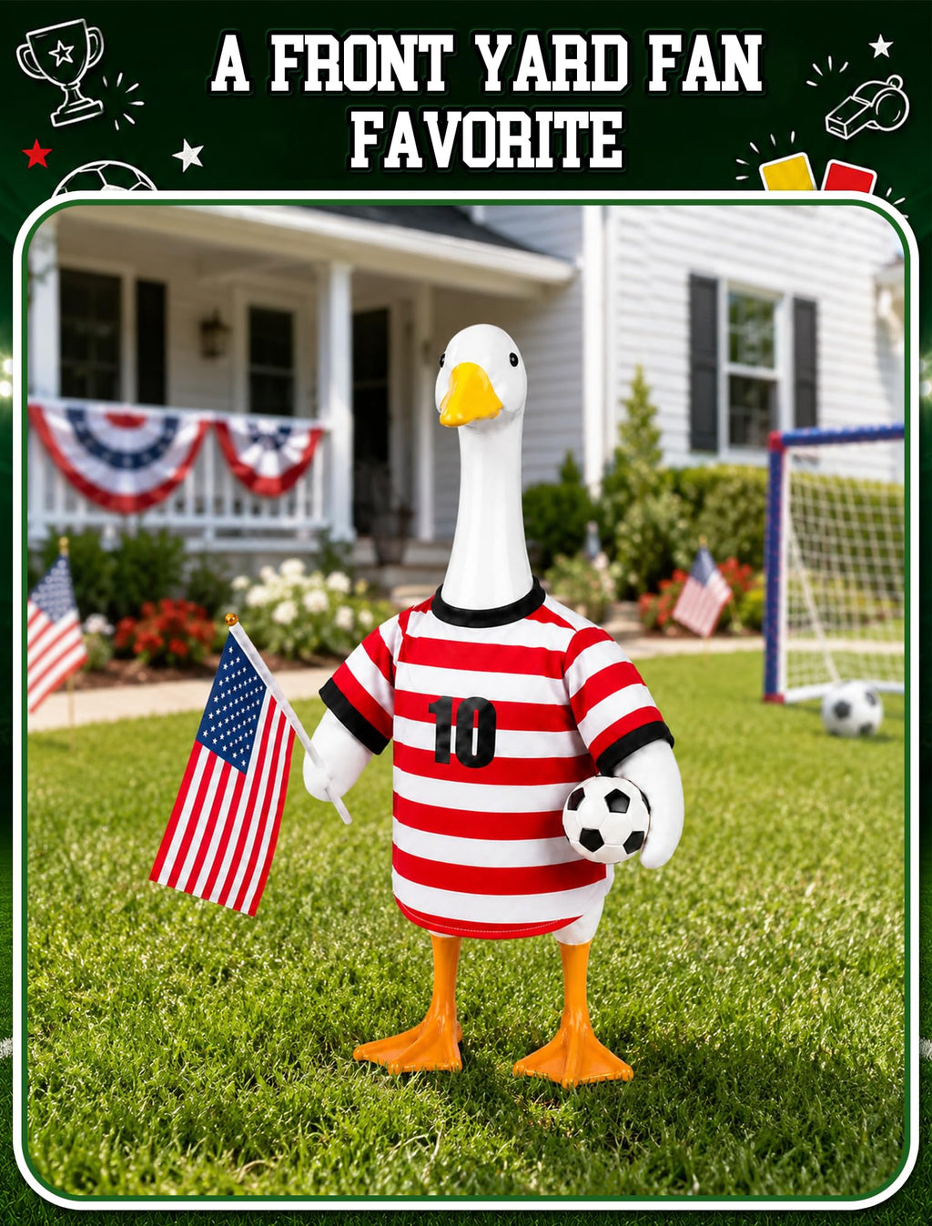 ROSSNY USA Soccer Porch Goose Outfit for 23 in Goose Statue