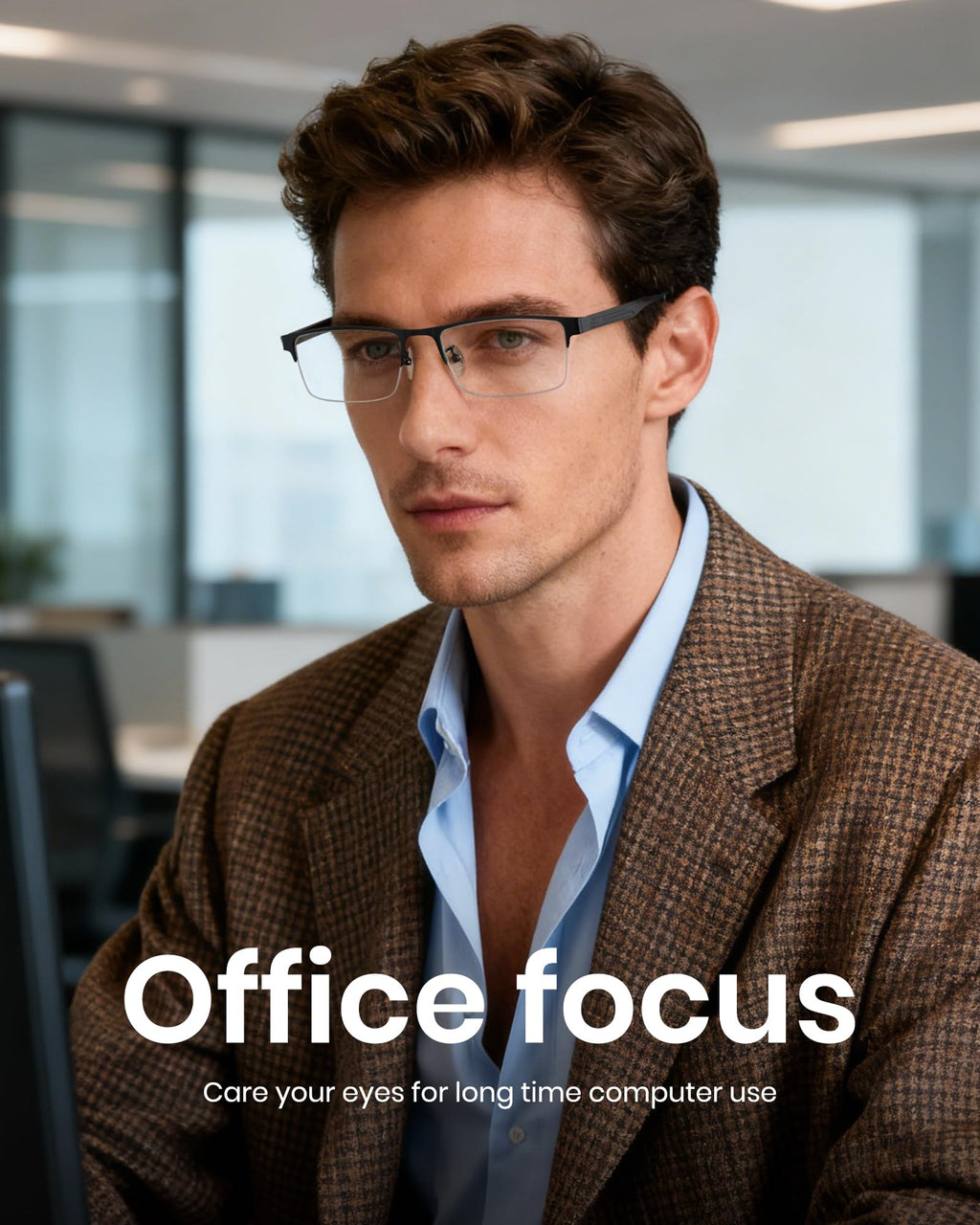 Cyxus Blue Light Blocking Glasses for Men Woman Semi Rim Computer Gaming Office Study Eyeglasses with UV Protection 8001
