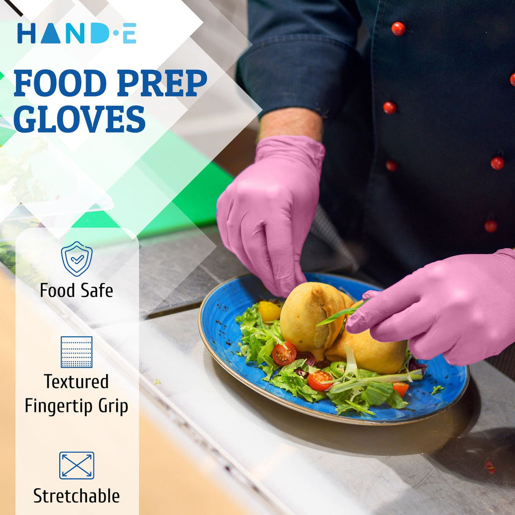 Hand-E Touch Pink Nitrile Disposable Gloves Small, 200 Count - Esthetician, Nail Tech, Microblading, Hair Dye & Stylist, Salon, Cleaning Gloves - Latex Free