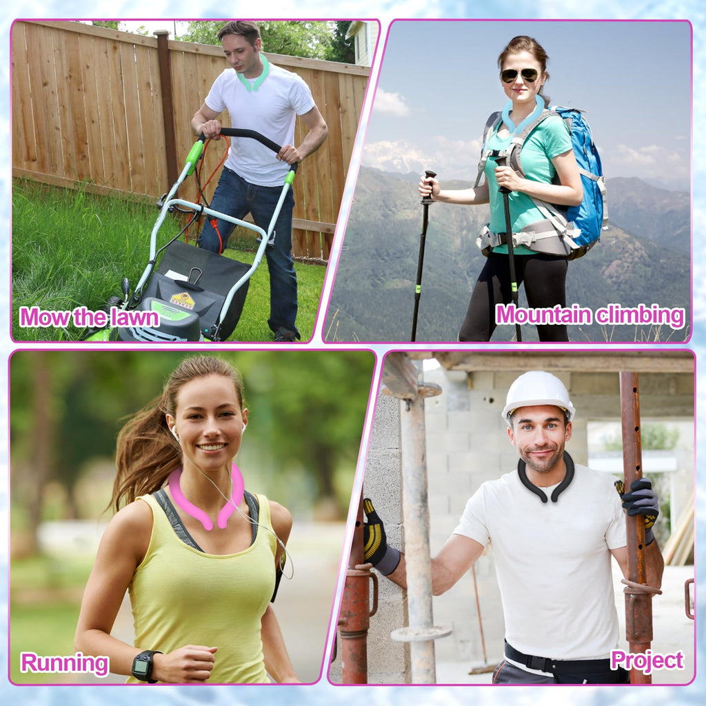 Cooling Neck Wrap with Insulated Bag, Reusable Ice Neck Ring & Body Cooler for Summer Heat, Wearable Cooling Tube Maintains 18°C/64°F for Outdoor, Sports, Travel (Rose*2)