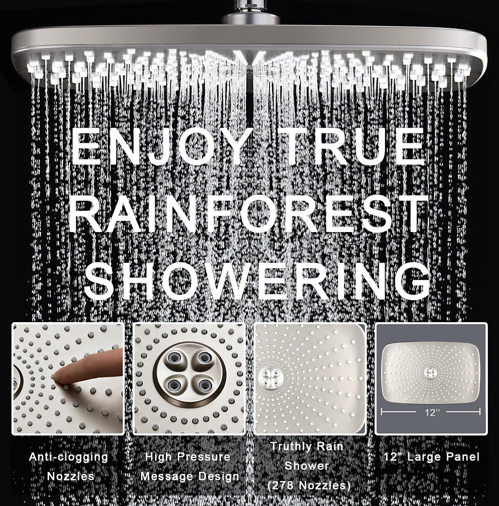 Rain Shower Head with Handheld Showerhead, Nickel 1.8GPM 460311