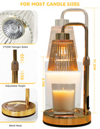 Gold Candle Warmer Lamp with 24h Cycle Timer, Dimmable Wax Melt Warmer